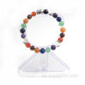 7 chakra 8MM piedras pulsera plateado Buda cabeza joyería de las pulseras